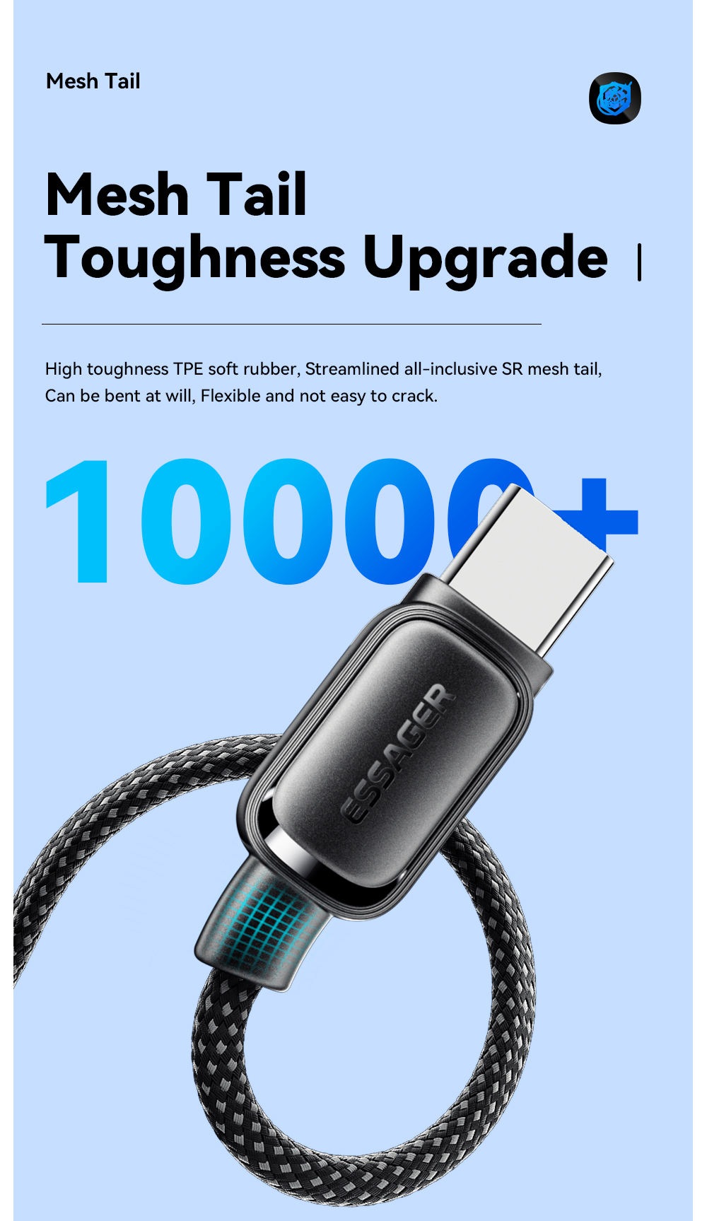 Fast Charge Magnetic Absorption Cable USB C to USB C Cord 60W 100W ES-X56 Series