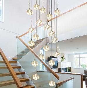 China LED square pendant lights hotel villa large spiral staircase chrome Diamond Chandelier(WH-NC-57) wholesale