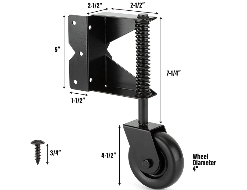 Spring Loaded Gate Caster Wheel Heavy Duty Gate Wheel Gate Fence Support or Wooden Gate