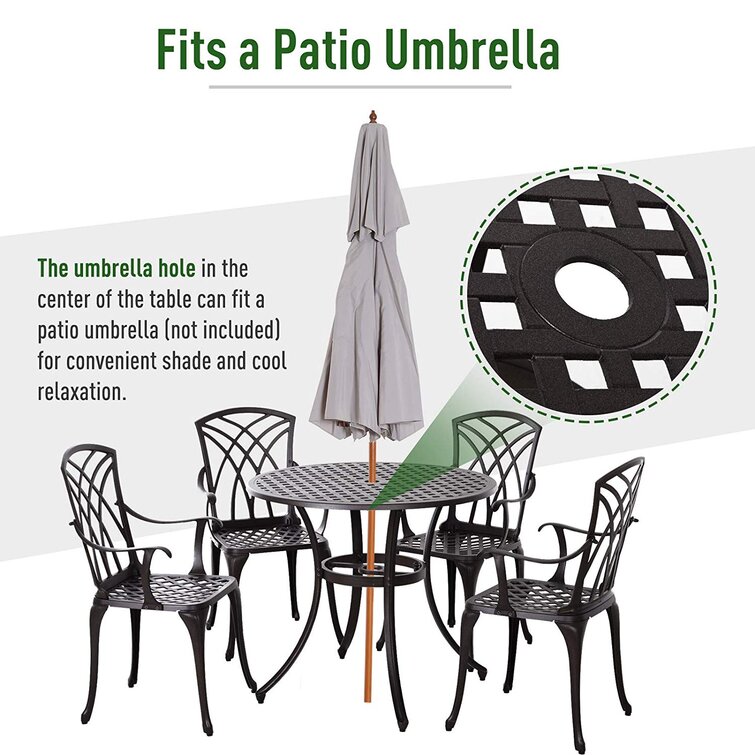 Modern Design Style Iron Frame Cast Aluminum Dining Furniture Set with Round Table