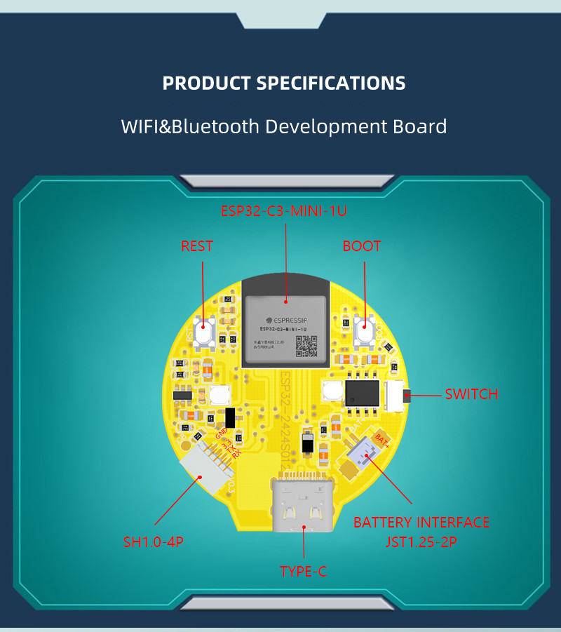1.28-inch small LCD display ESP32 module with low power consumption applicability and wide resolution 240 * 240