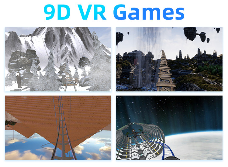 1080 Rotation 9D VR Simulator 8.0KW Two Players Virtual Reality Roller Coaster Ride