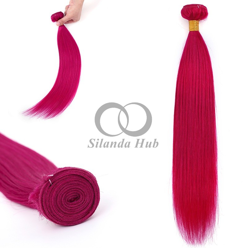 Rose Red Straight Remy Human Hair Bundles Sew In Weave Bundles Brazilian Bundle Deals