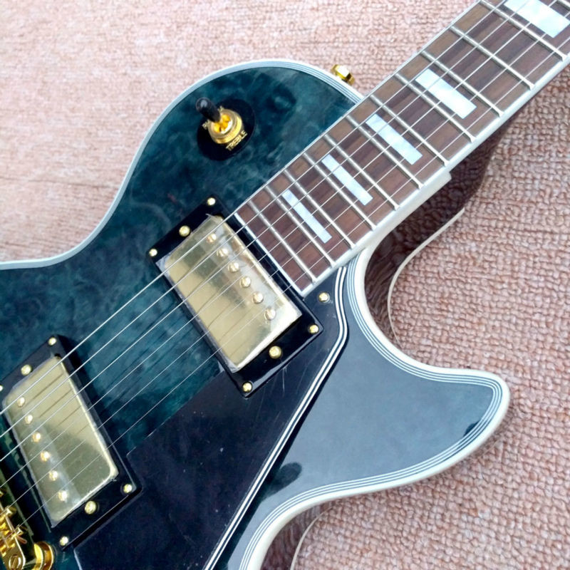 New style high quality custom LP Style electric guitar Gold Hardware in Blue Quilte Maple Electric Guitar Free Shipping