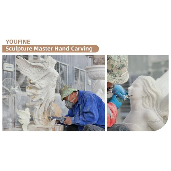 Hot Sale White Female Angel Marble Sculpture for Decoration