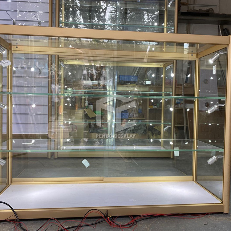 Frameless Full View Wall Display Showcase Glass Cabinet Jewelry Shop Interior