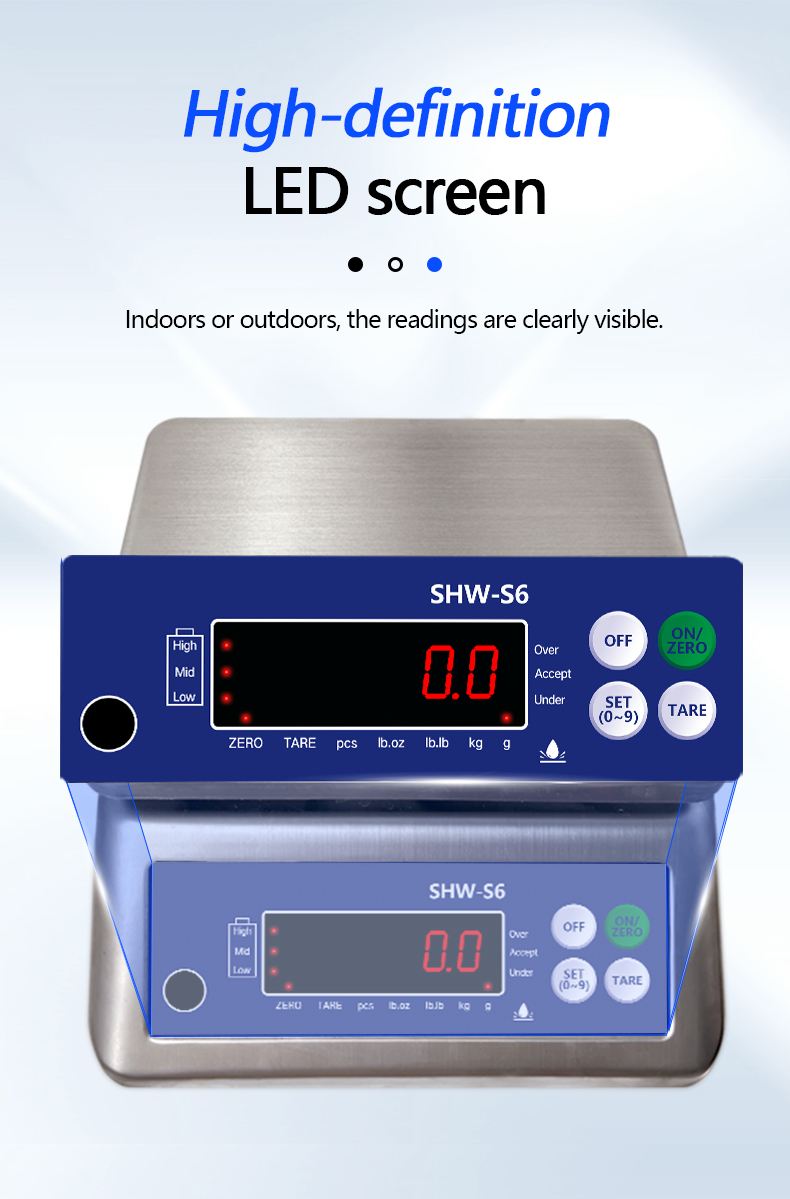 High Precision LED Display SOHE S6 Waterproof Table Scale for Industrial Applications