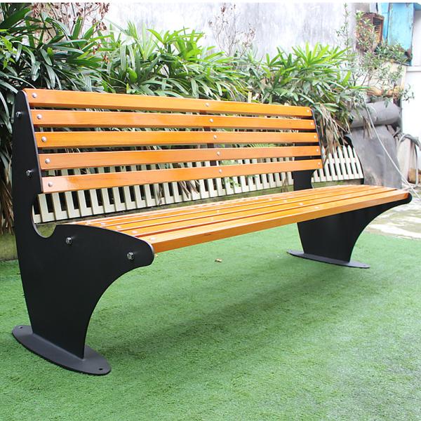 Outdoor Metal Frame Wooden Garden Bench With Sandblasting Zinc Spraying
