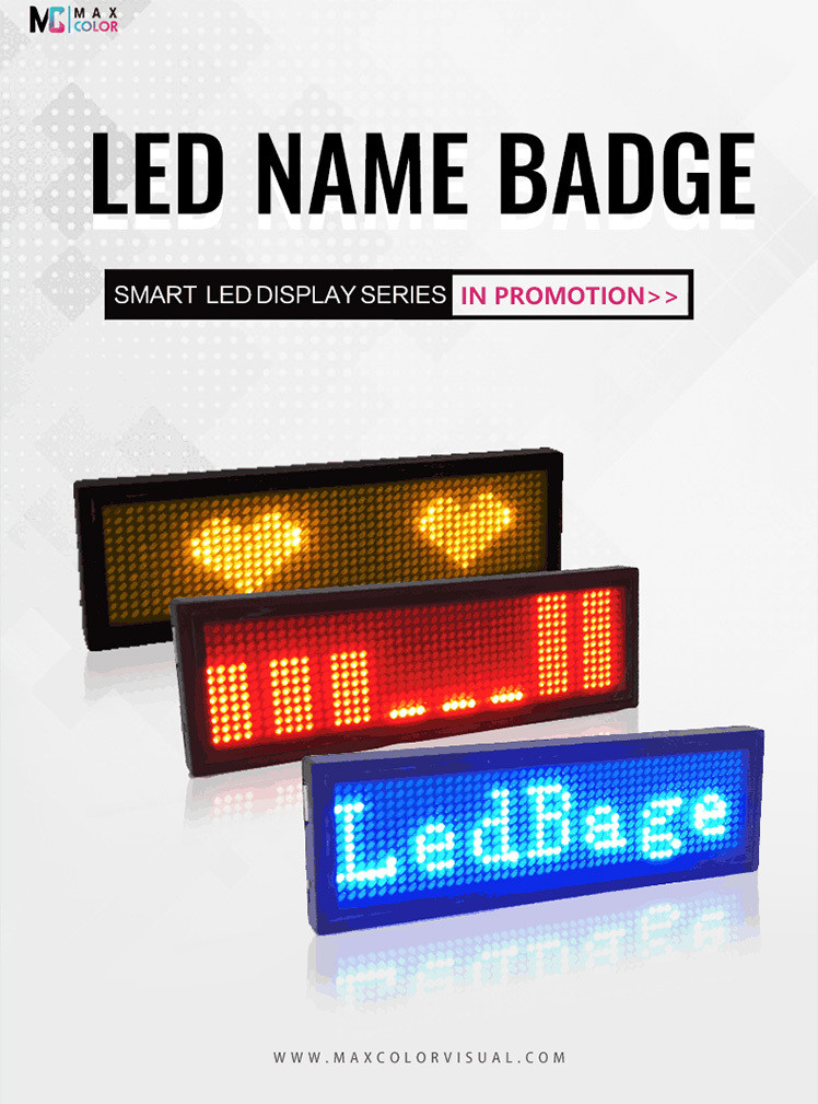 Bluetooth Control LED Name Badge IP31 Grade Lithium Polymer Battery Operated