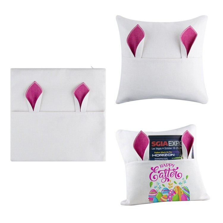 Creative Sublimation Blank Linen Pillow Case With Pocket And Rabbit Ear For Easter Day