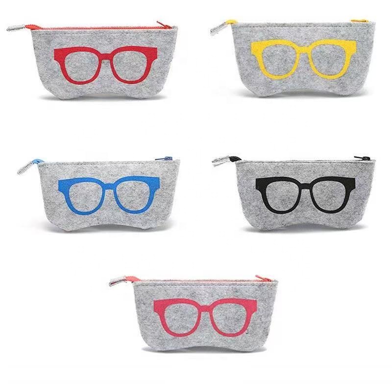 Portable Storage Blue Knitted Fabric Sunglass Case Anti Pressure