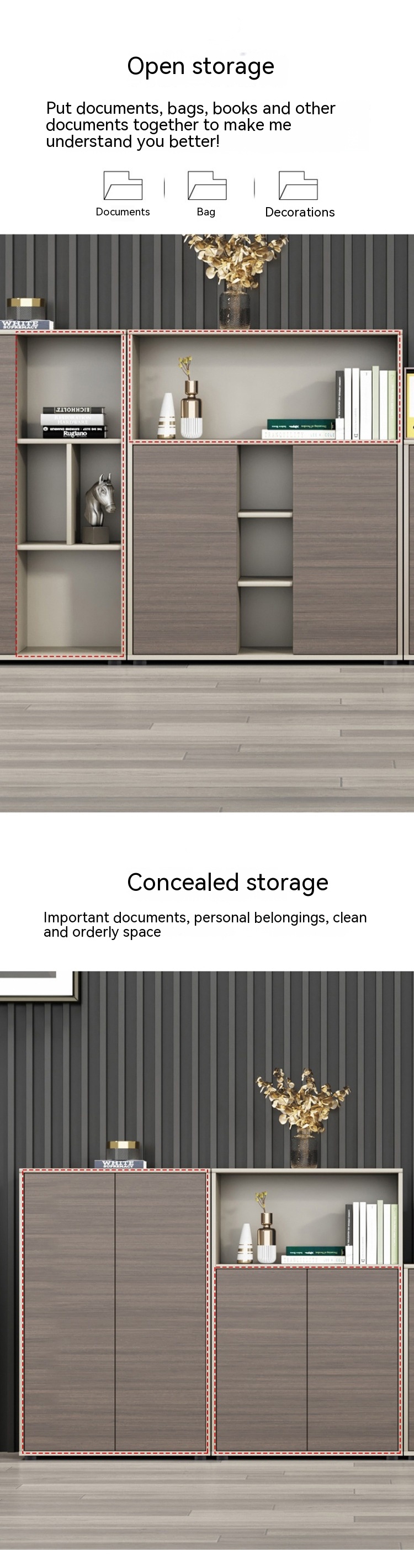 Correc Assembled Wooden Office File Cabinet Greenery Low Cabinet for Pantry Lounge Storage