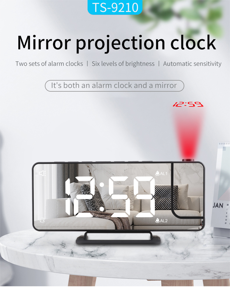 Smart LED Laser Ceiling Room Thermometer Digital Projection Alarm With Radio And Weather Station