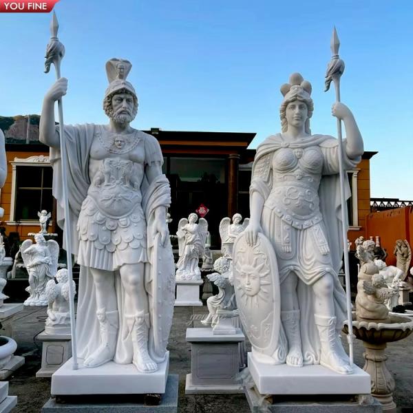 Natural Stone Life Size Marble Roman Soldier Warrior Sculpture Male Statue