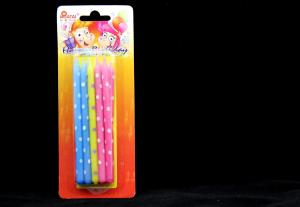 China Long Colored Funny Birthday Cake Candles With White Dots Printed for Kids Fadeless wholesale