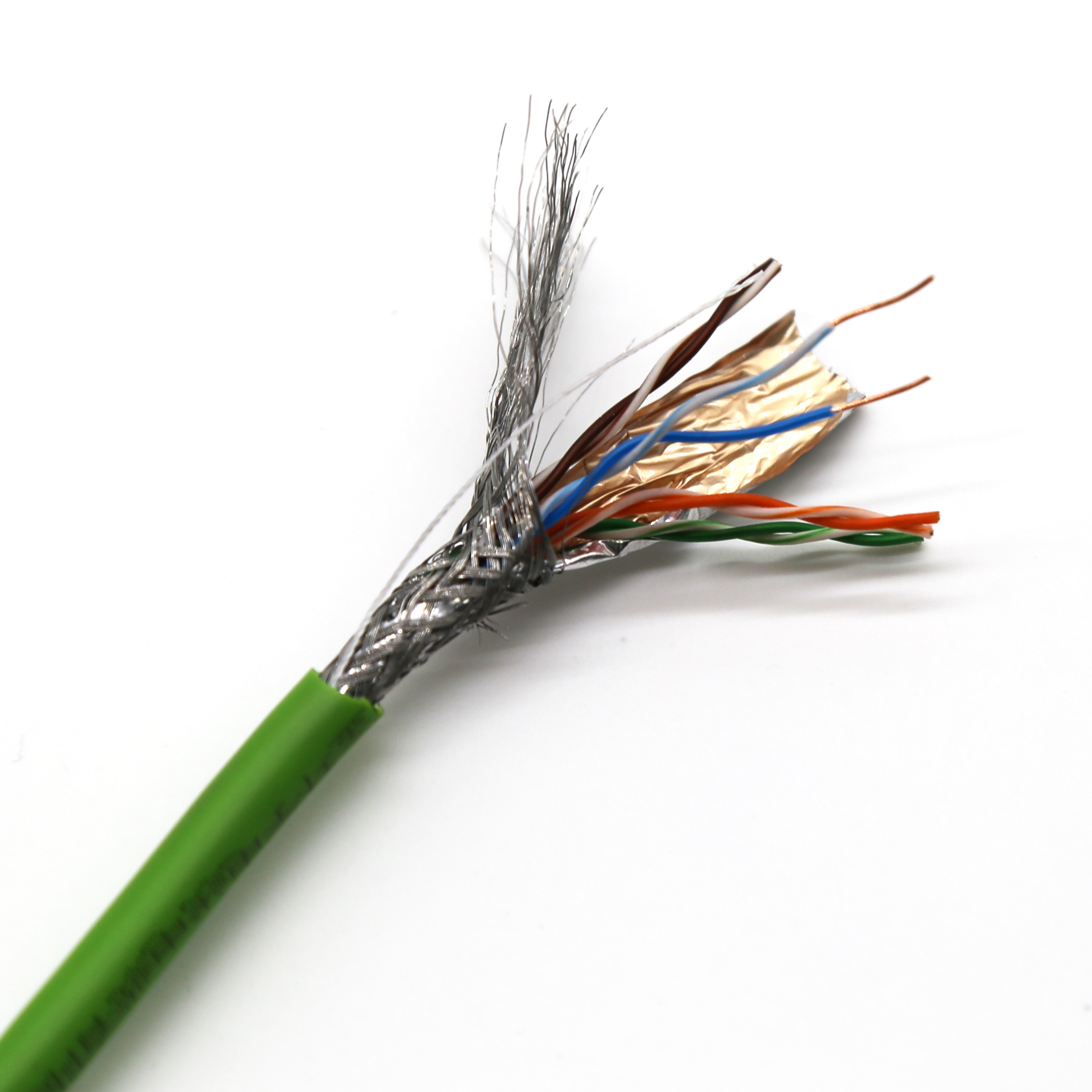Green AWG Flexible Network Cable 24 Copper Conductor HDPE Insulation PVC Sheath Cat5e SFTP