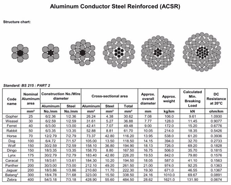AAC AAAC ACSR Bare Conductor Wire ASTM Standard ACSR Conductor Cable 160 Mm2 IEC 61089