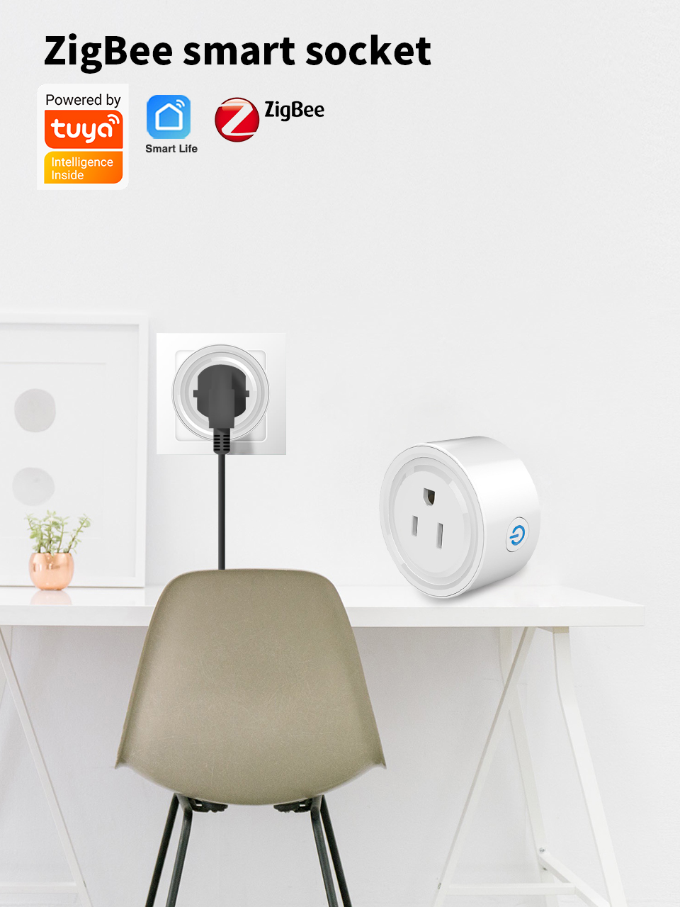 US Plug Wifi Smart Wall Socket Home Automation Zigbee Wireless Outdoor Socket