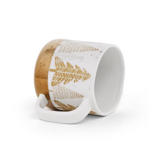 Christmas Mug Ceramic Tea Coffee Mug Electroplated Decal Porcelain Golden White