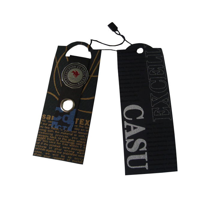 Custom Jeans Black Paper Cardboard Tags With String Recycled Paper Price Tag