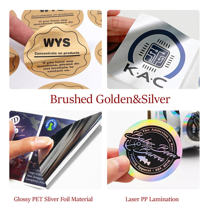 Transparent Waterproof Round Label Stickers Printing With Silver Golden Foil Text
