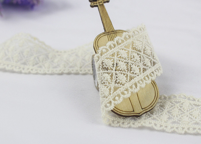 Eco Friendly Embroidered Lace Trim With Cotton Lace Nylon Tulle For Dress