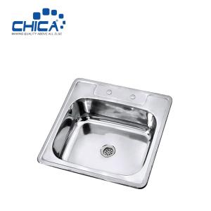 China Silver-white Color Stainless Steel Kitchen Sink Single Bowl Kitchen Sink Topmount Kitchen Sink wholesale