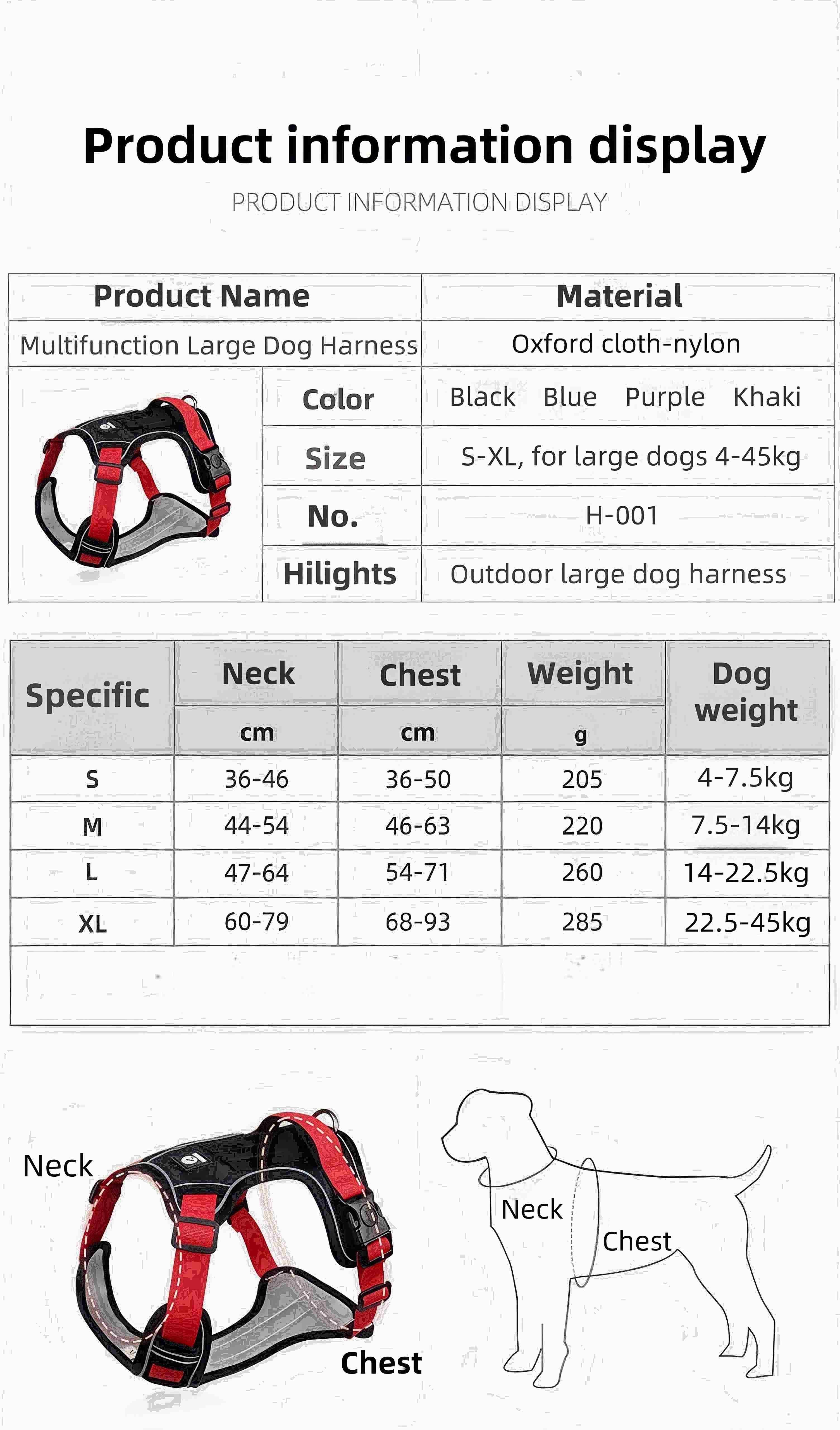 Dog leash explosion-proof big dog chest harness reflective large dog dog leash vest pet leash