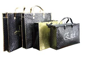 China Waterproof 75g black quilted unwoven fabric zipper reusable carrier bags wholesale