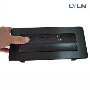 China Manual Rotation Conference Table Socket Brushed Aluminum Material wholesale