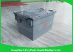 Customzied Plastic Moving Boxes For Warehouse , Attached Lid Totes