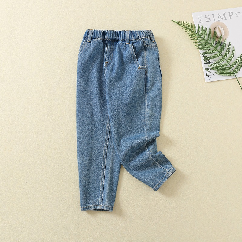 New Design Kids Denim Jeans Full Length Black Blue Jeans Boys Elastic Waist Pants Children's Clothing