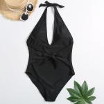 Tiered Layer Tie a Knot Front Top With Low waist Bikini swimsuit high cut