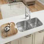 One Piece 304 Stainless Steel Double Bowl Sink Kitchen Bar