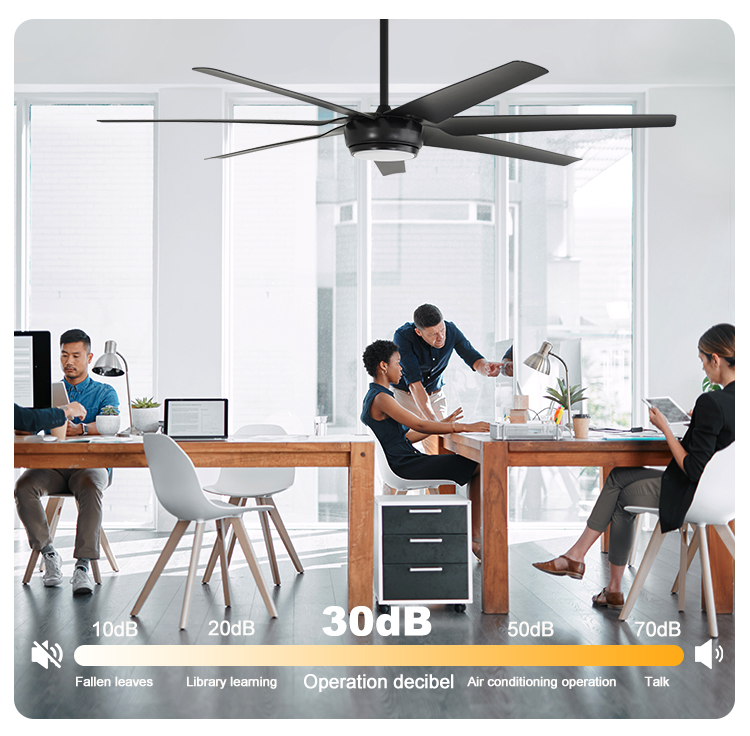 65 Inch 7 ABS Black Blades LED Ceiling Fan with Remote Control and Multicolor Lighting
