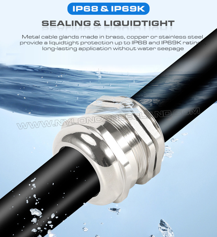 304, 316, 316L Stainless Steel Temperature Resistant PG7-PG48 Cable Glands with Fluoroelastomer Seals