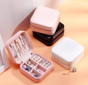 China Stylish Velvet Earring Box Glossy Pantone Jewelry Case Box PU Leather wholesale