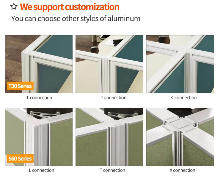 Open Office Staff Workstations Modular Glass Screen Workstations Desk