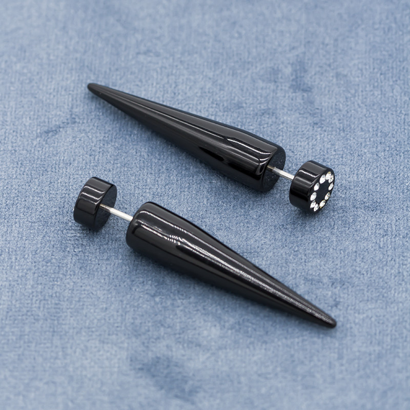 Circle Clear Gems Black Spiral Ear Tapers 18G 1mm Acrylic Faux