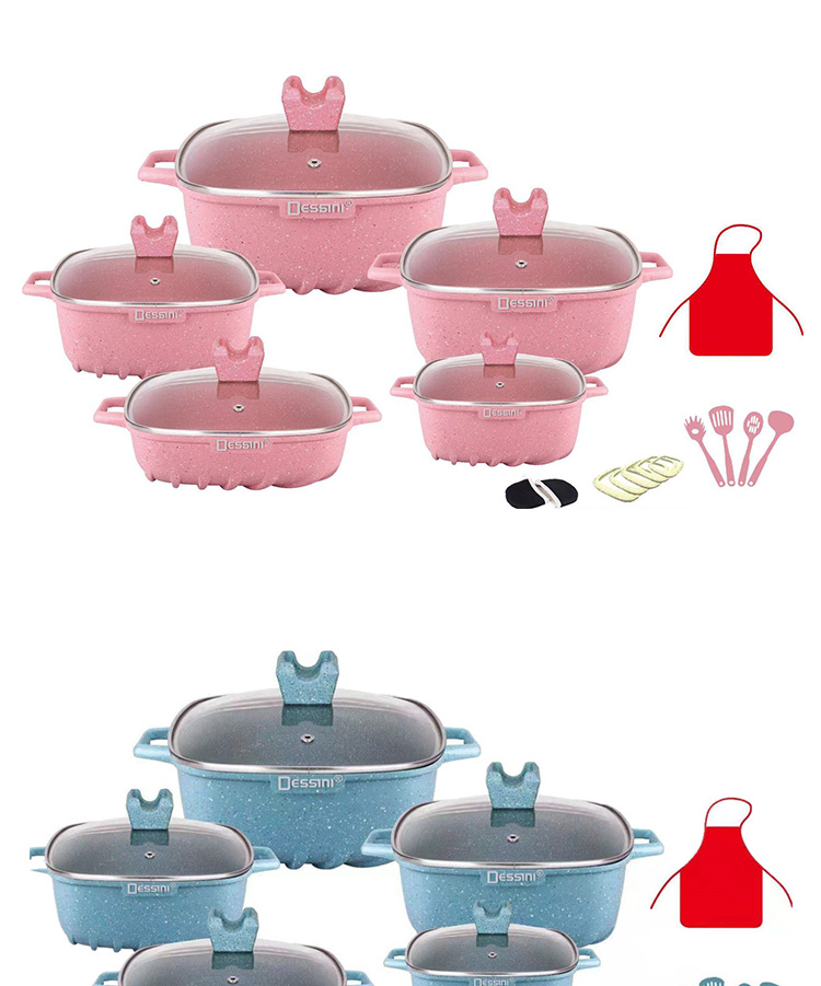Brand New Design 22Pcs White Kitchen Ware Set Aluminum Nonstick Cookware Cooking Pot Sets