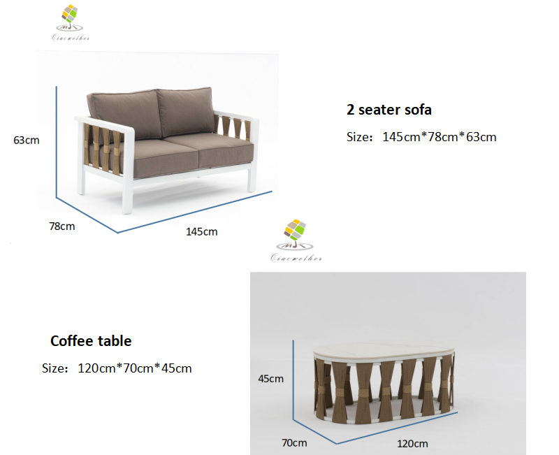 Outdoor Furniture Lounge Patio Garden Sofa Set Aluminum Modern Design for Outdoor