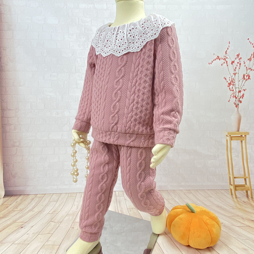 Autumn Children Clothing Sets Casual Long Sleeve Long Pants Suit Ruffle Neck Kids Clothing Sets for Girls 3 to 7 Years