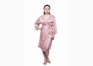 China Pink Color Home Ladies Satin Pyjamas Night Dresses Sleepwear Two Pcs Design wholesale