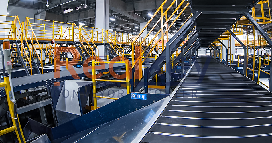 8000p/H Sorted Cartons Narrow Belt Sorter For Supermarket Distribution