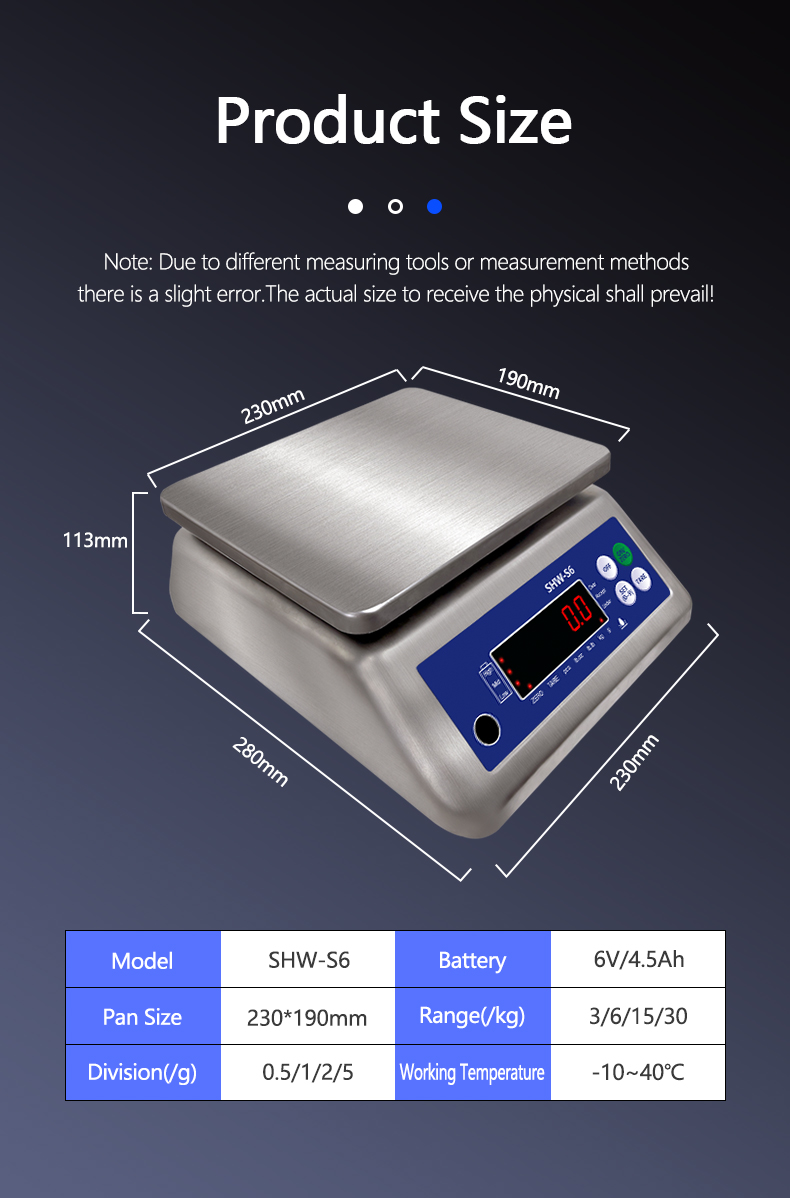 High Precision LED Display SOHE S6 Waterproof Table Scale for Industrial Applications