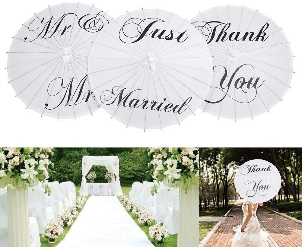 White Paper Wedding Parasol Umbrella Bridal Decorations 84cm Diameter