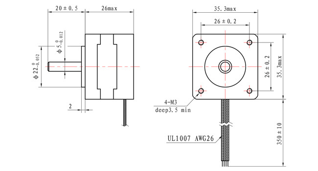 0.4A 100mNm 2 Phase Unipolar Stepper Motor For Surveillance Camera