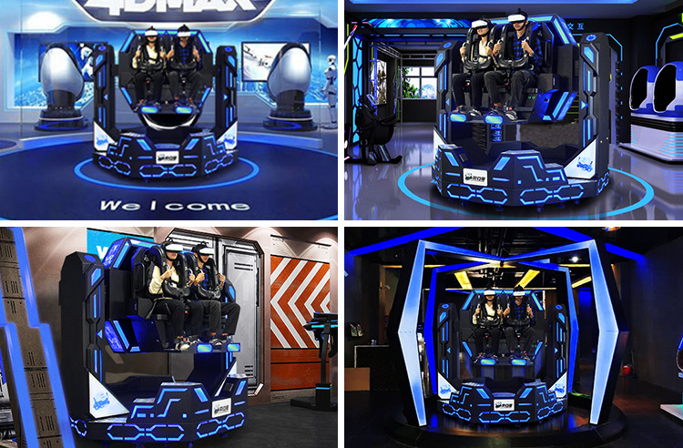 Two Seats 9D VR Simulator 8.0KW With Roller Coaster VR Simulation Game