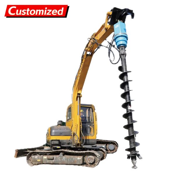 Customized Auger Drilling Machine with Maximum Drilling Depth of 12 Meters Auger Drilling Bits Suitable for Excavator Tools 0.8 Ton/1 Ton/1.2 Ton