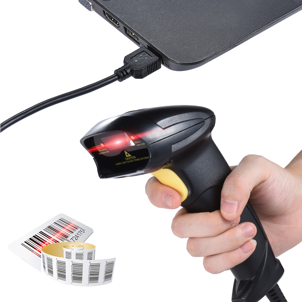 2 In 1 2.4Ghz Wireless Barcode Scanner USB 2.0 Wired 1D Laser Automatic